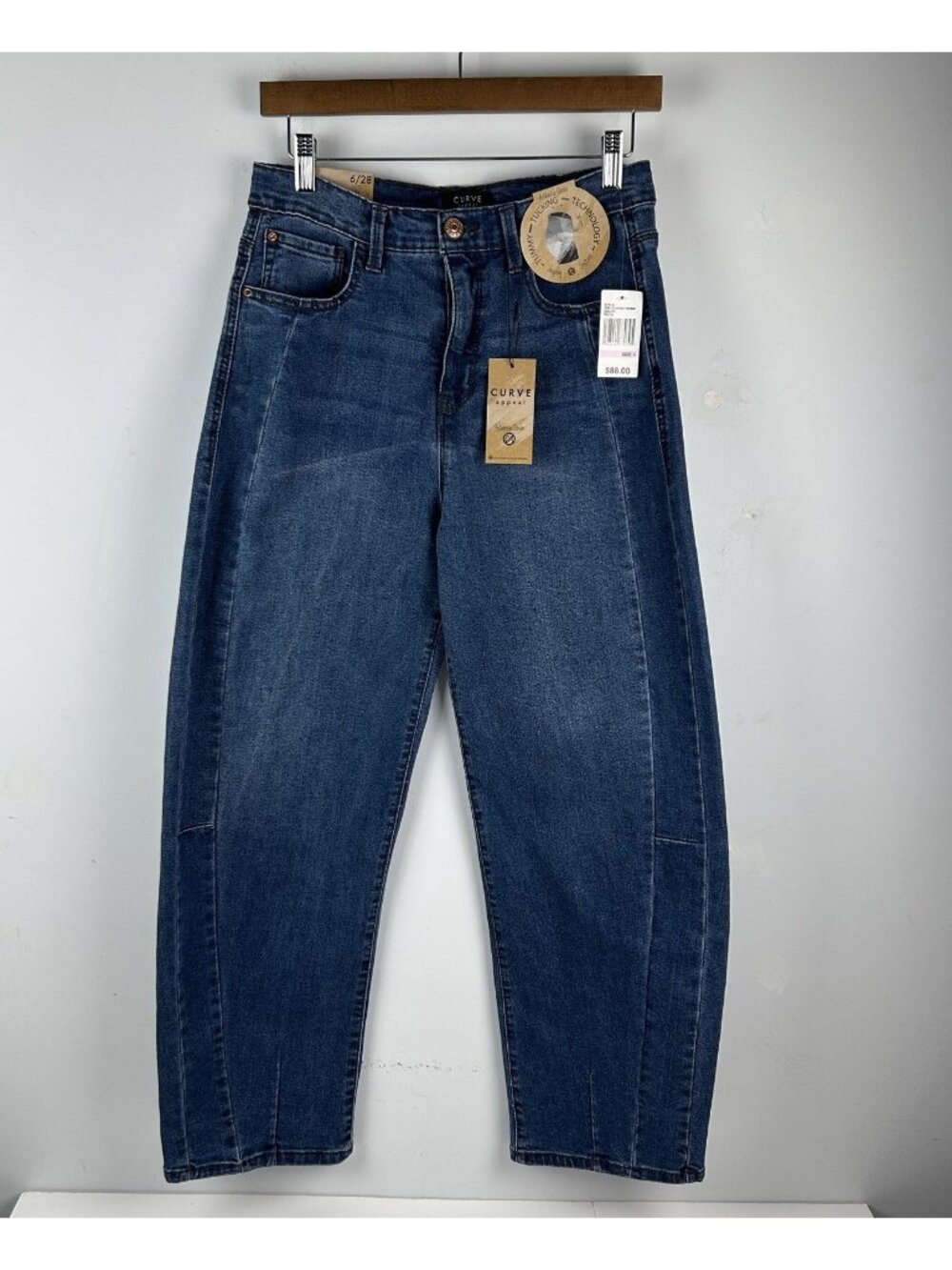 NWT Curve Appeal Womens High-Rise Soft Barrel  Blue Jeans 6 / 28 Preston